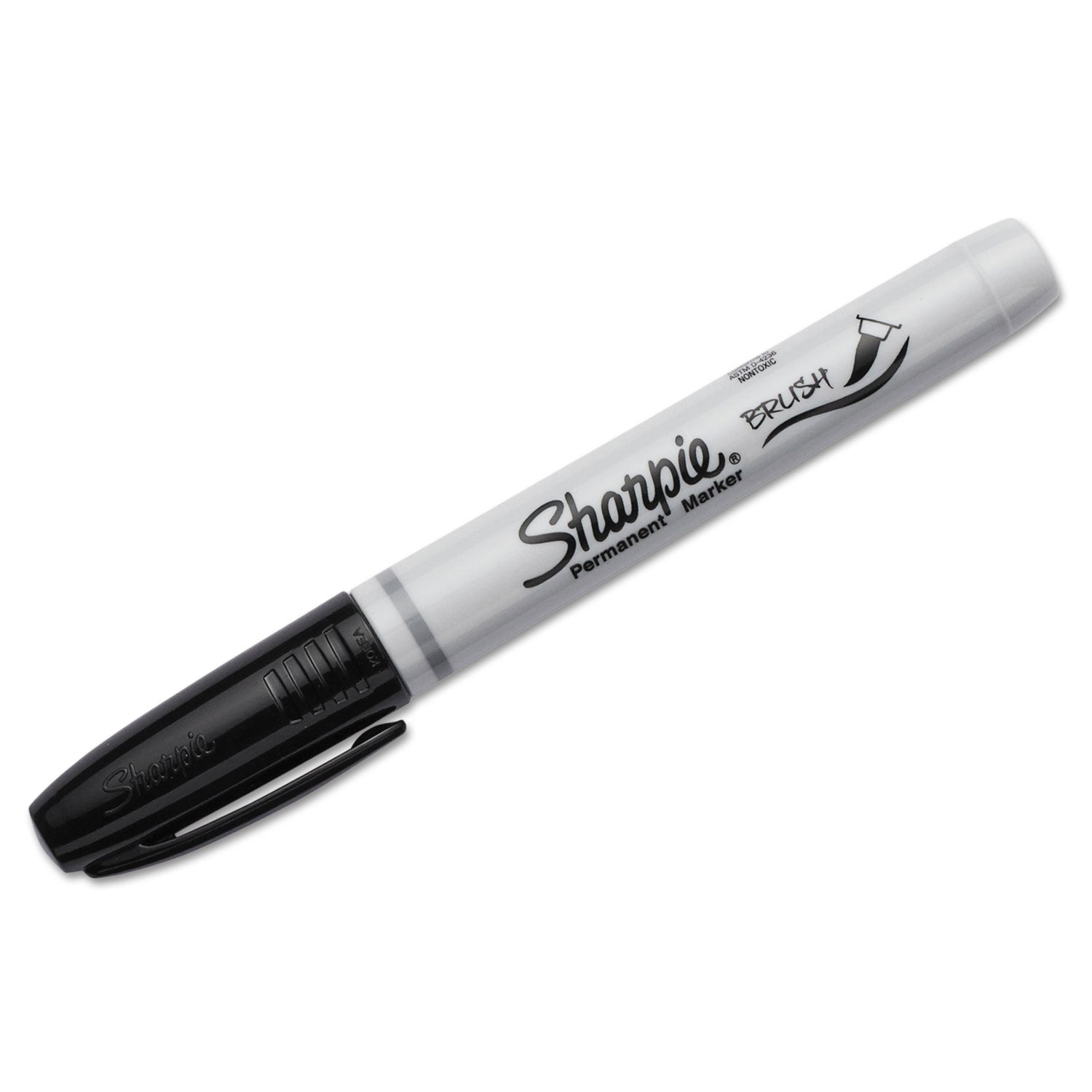 Brush Tip Permanent Marker, Medium Brush Tip, Black, Dozen - 