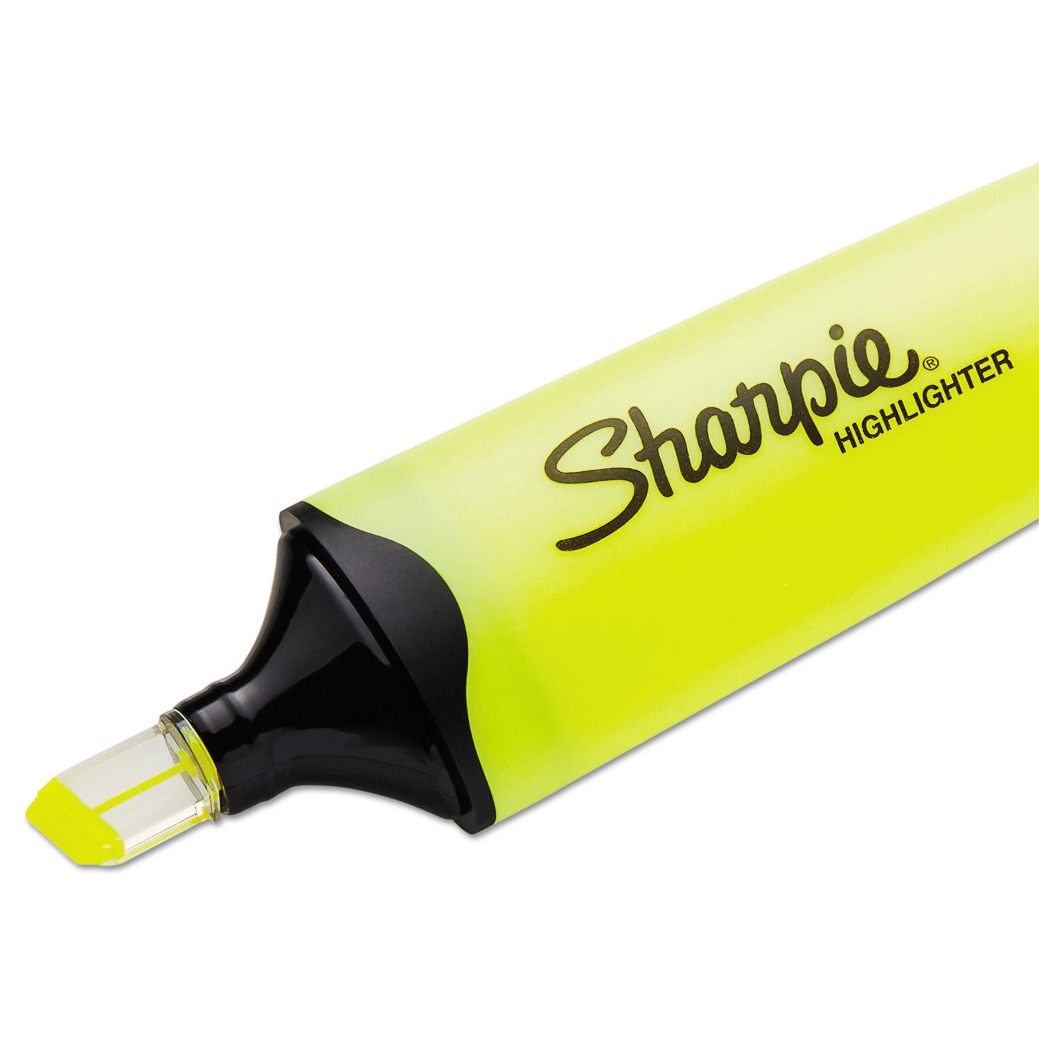 Clearview Tank-Style Highlighter, Fluorescent Yellow Ink, Chisel Tip, Yellow/Black/Clear Barrel, Dozen - 