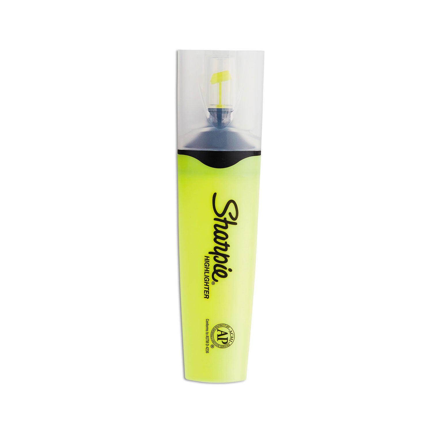 Clearview Tank-Style Highlighter, Fluorescent Yellow Ink, Chisel Tip, Yellow/Black/Clear Barrel, Dozen - 