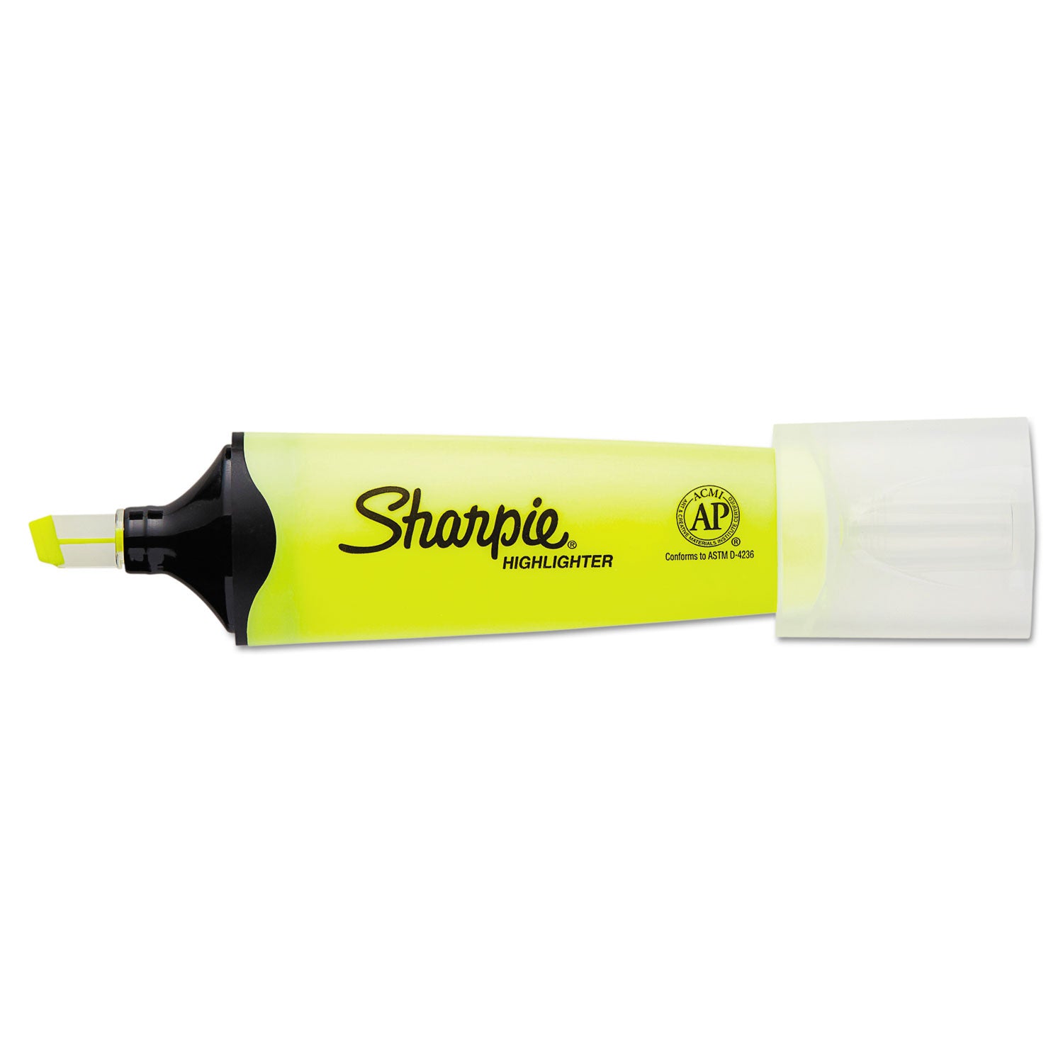 Clearview Tank-Style Highlighter, Fluorescent Yellow Ink, Chisel Tip, Yellow/Black/Clear Barrel, Dozen - 