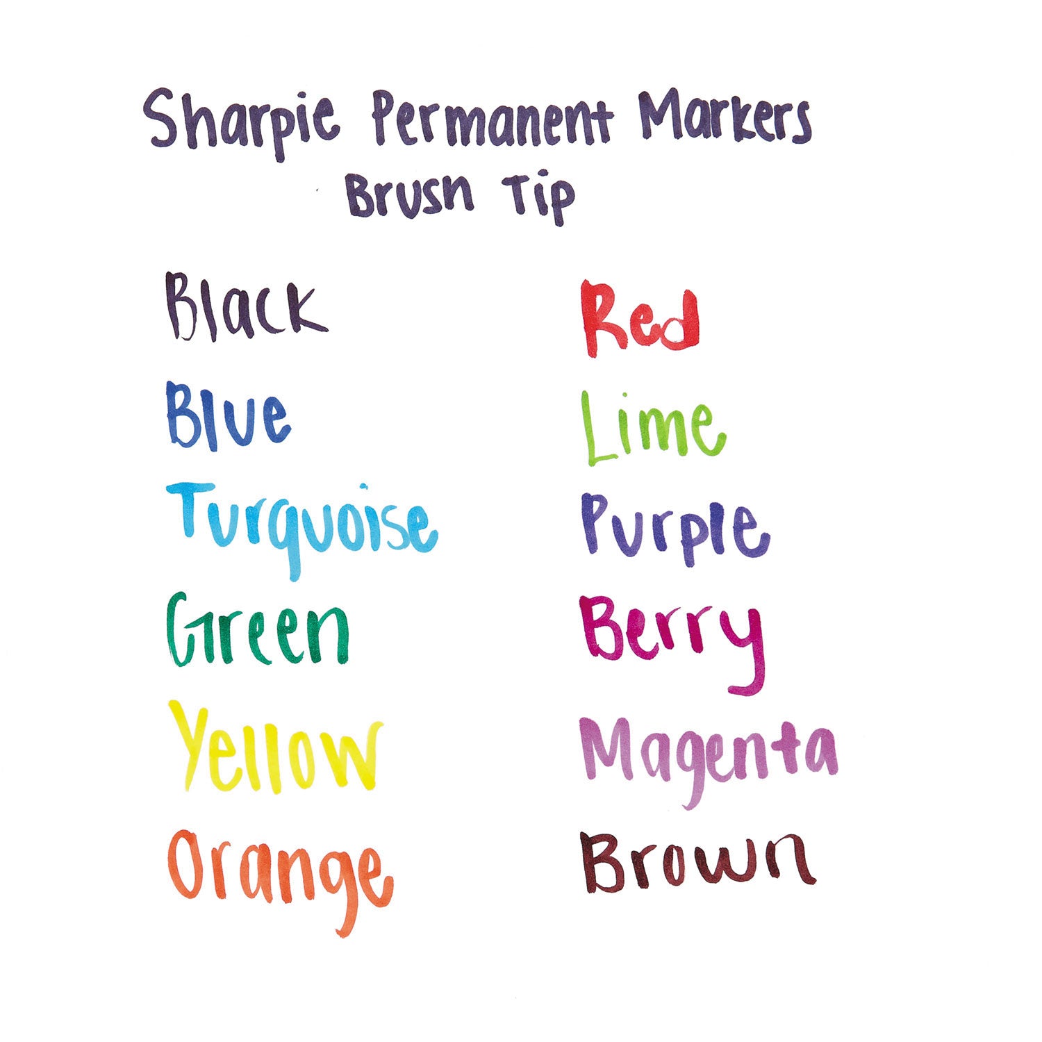 Brush Tip Permanent Marker, Medium Brush Tip, Black, Dozen - 