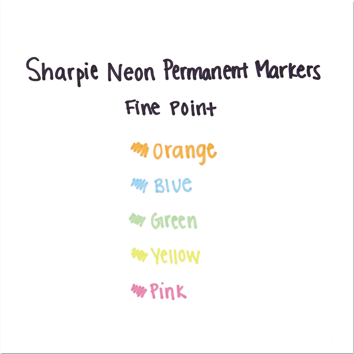 Neon Permanent Markers, Fine Bullet Tip, Assorted Colors, 5/Pack - 