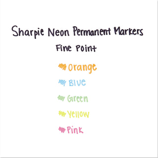Neon Permanent Markers, Fine Bullet Tip, Assorted Colors, 5/Pack