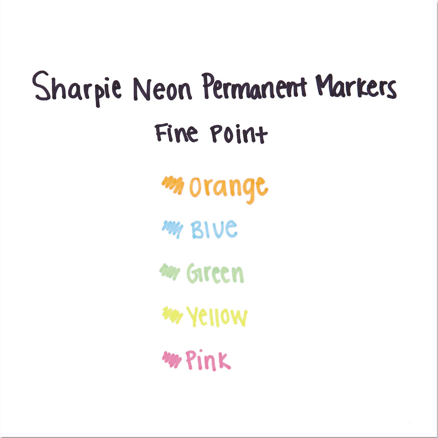 Neon Permanent Markers, Fine Bullet Tip, Assorted Colors, 5/Pack