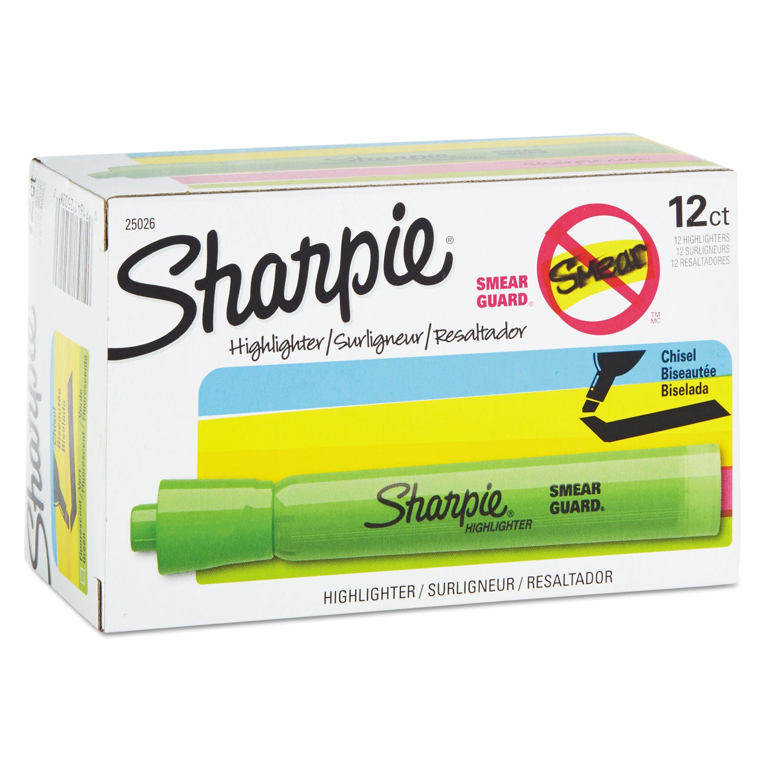 tank-style-highlighters-fluorescent-green-ink-chisel-tip-green-barrel-dozen_san25026b - 2