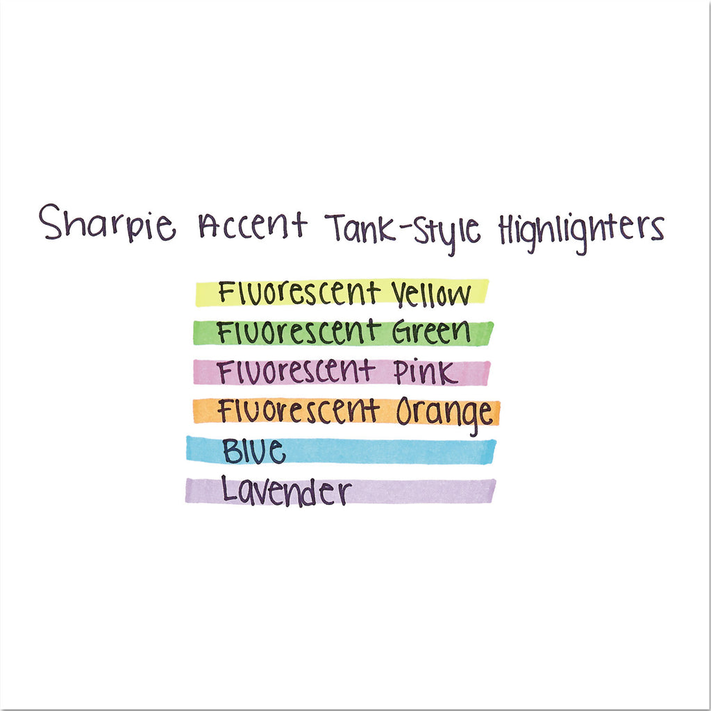 Tank Style Highlighters, Fluorescent Yellow Ink, Chisel Tip, Yellow Barrel, 4/Set
