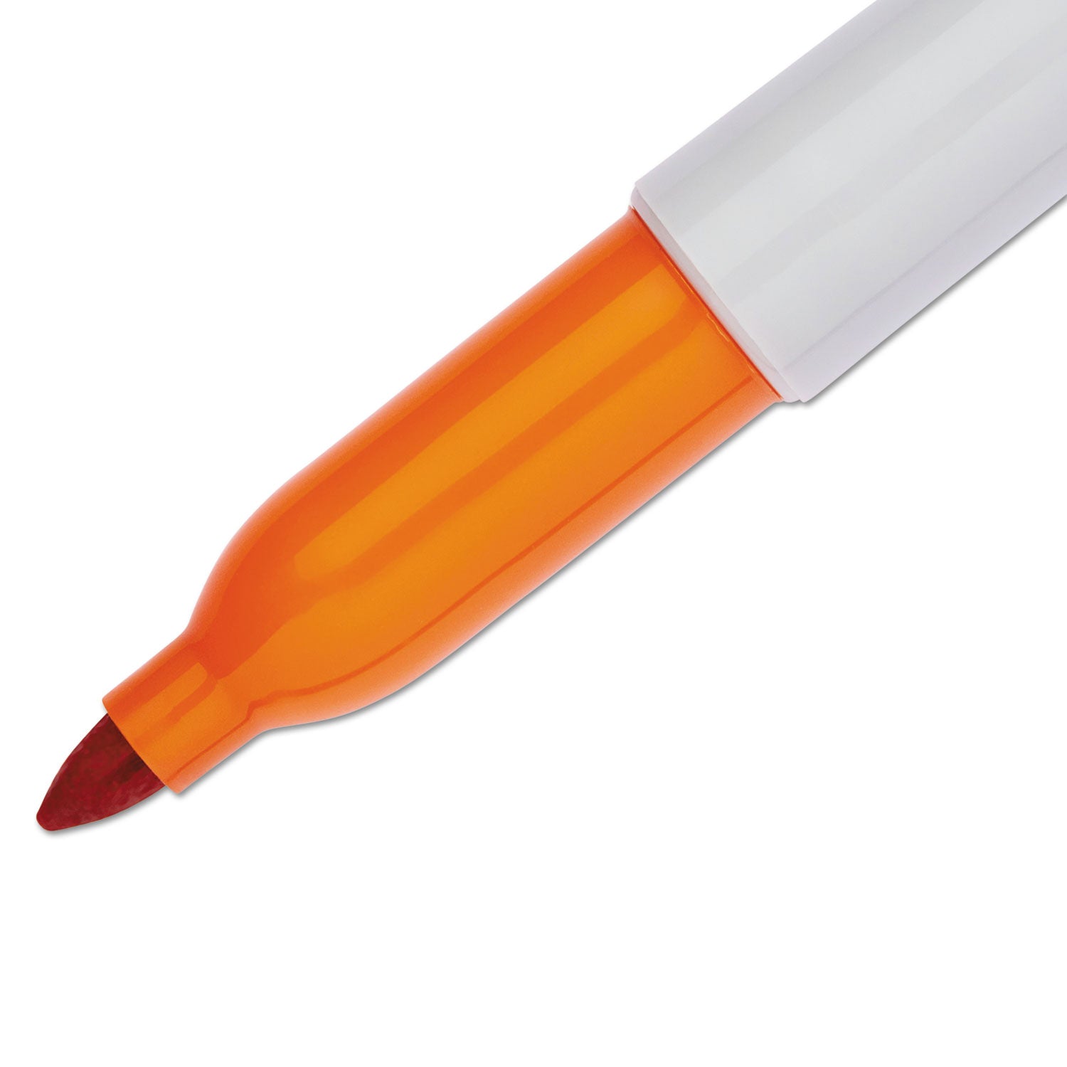 Fine Tip Permanent Marker, Fine Bullet Tip, Orange, Dozen - 