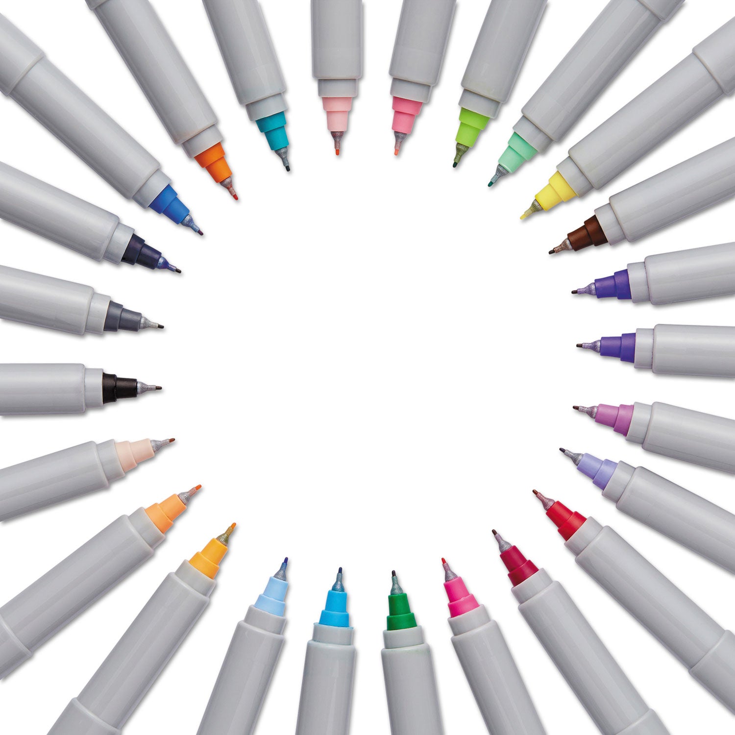 Ultra Fine Tip Permanent Marker, Ultra-Fine Needle Tip, Assorted Colors, 24/Set - 