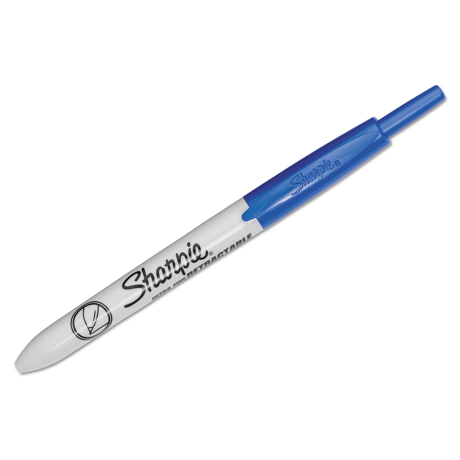 Retractable Permanent Marker, Extra-Fine Needle Tip, Blue - 