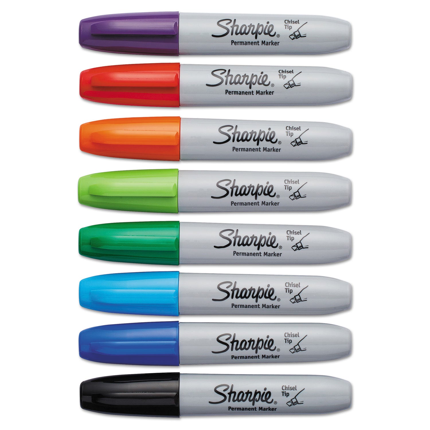Chisel Tip Permanent Marker, Medium Chisel Tip, Assorted Colors, 8/Set - 