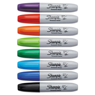 Chisel Tip Permanent Marker, Medium Chisel Tip, Assorted Colors, 8/Set - 