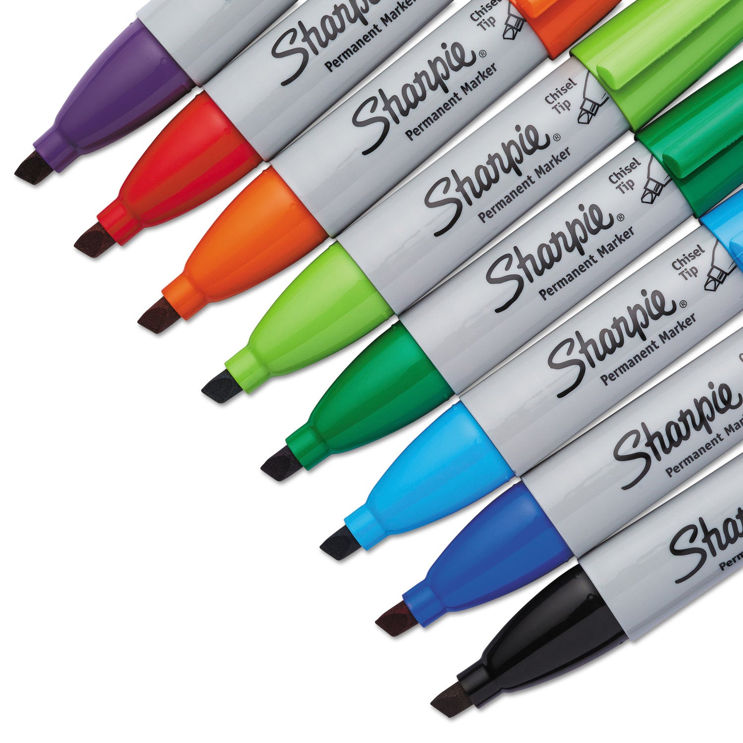 Chisel Tip Permanent Marker, Medium Chisel Tip, Assorted Colors, 8/Set - 