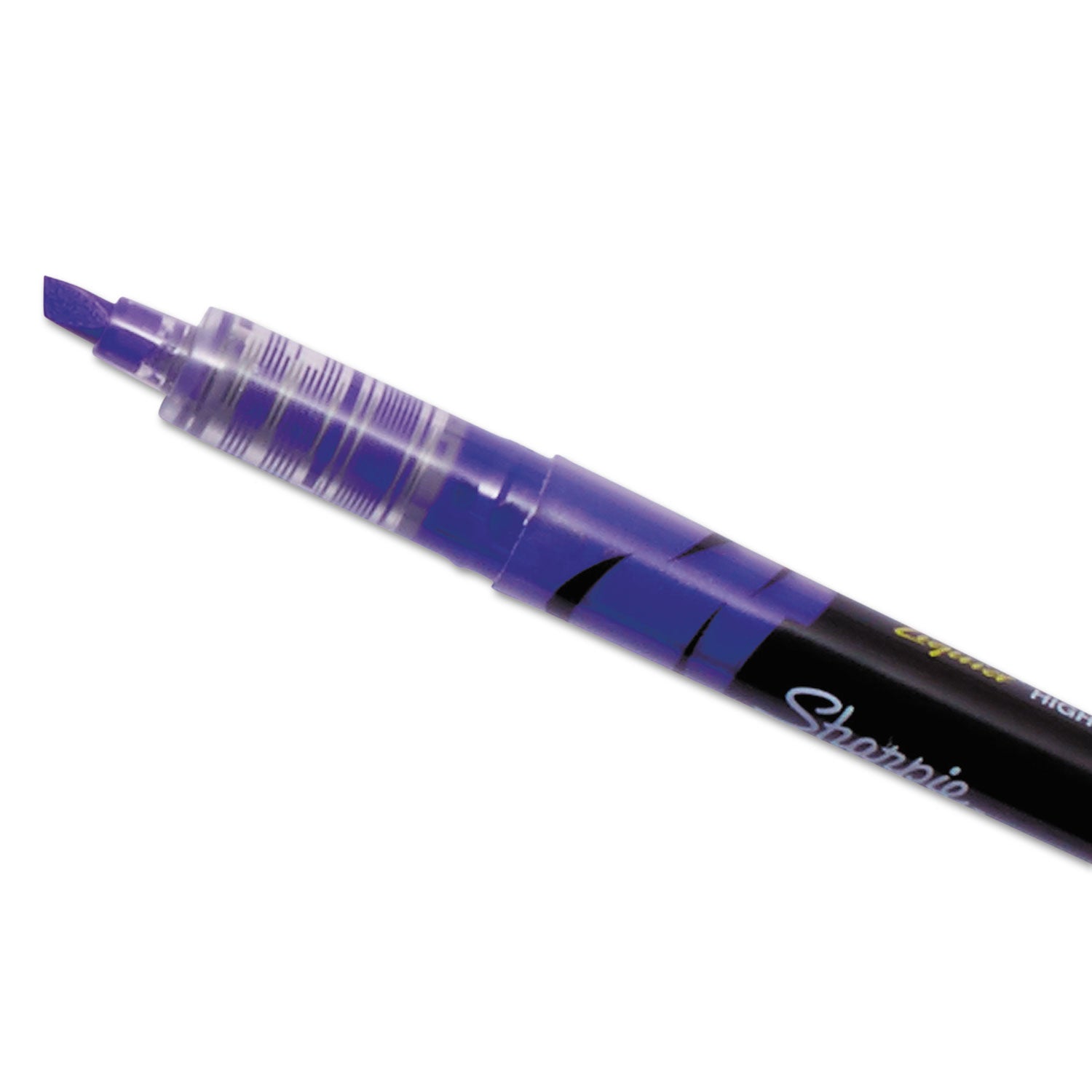 Liquid Pen Style Highlighters, Fluorescent Purple Ink, Chisel Tip, Purple/Black/Clear Barrel, Dozen - 
