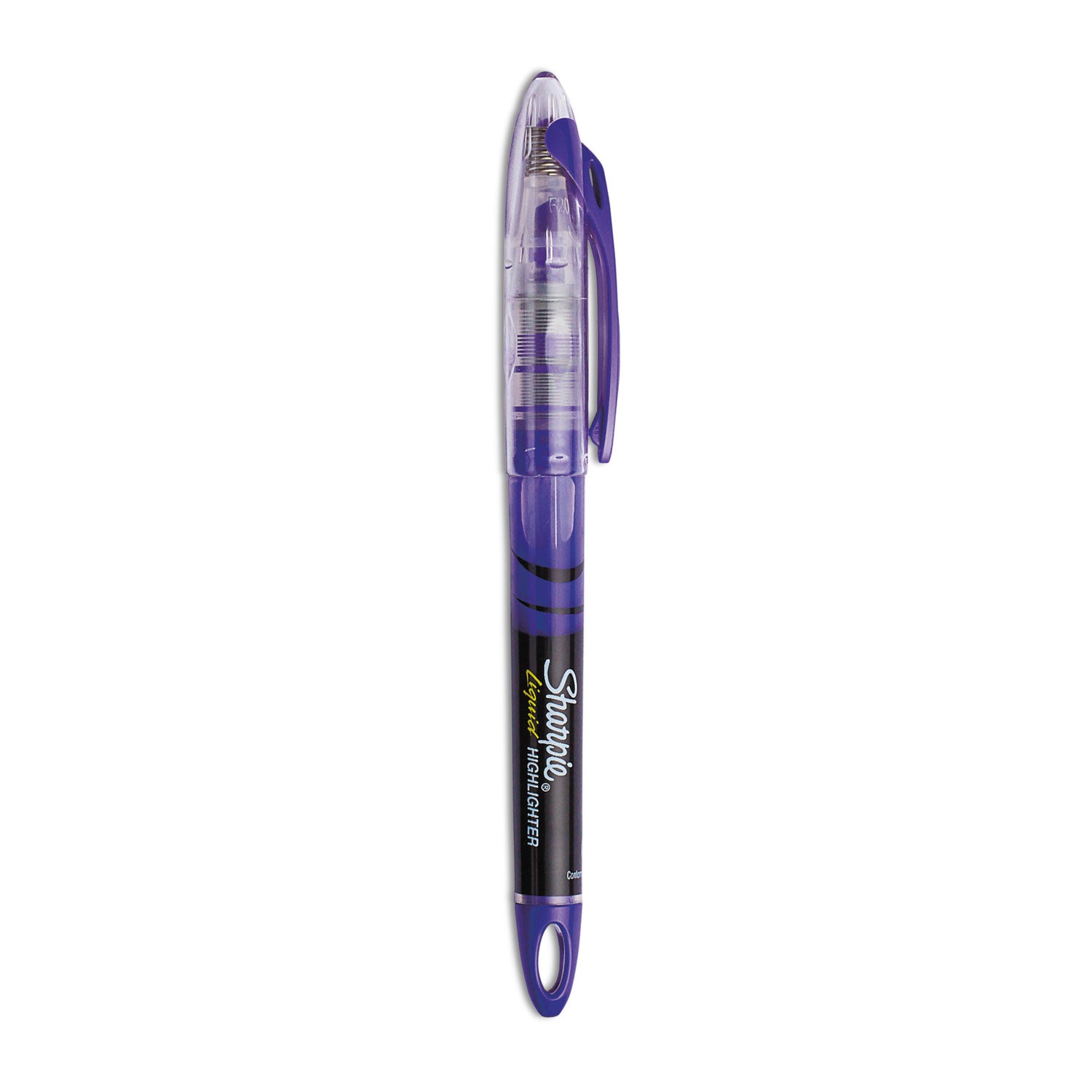 Liquid Pen Style Highlighters, Fluorescent Purple Ink, Chisel Tip, Purple/Black/Clear Barrel, Dozen - 