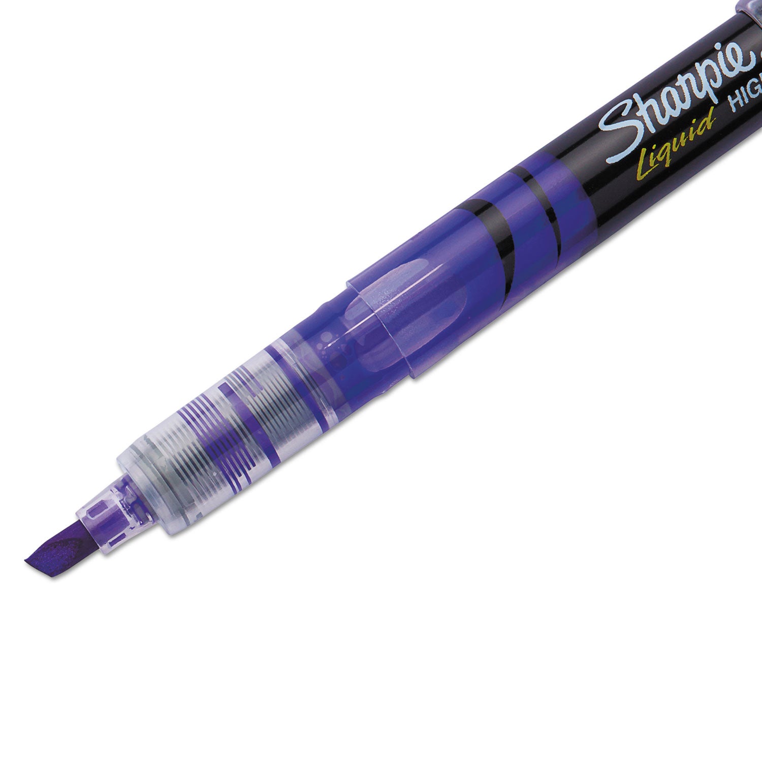 Liquid Pen Style Highlighters, Fluorescent Purple Ink, Chisel Tip, Purple/Black/Clear Barrel, Dozen - 