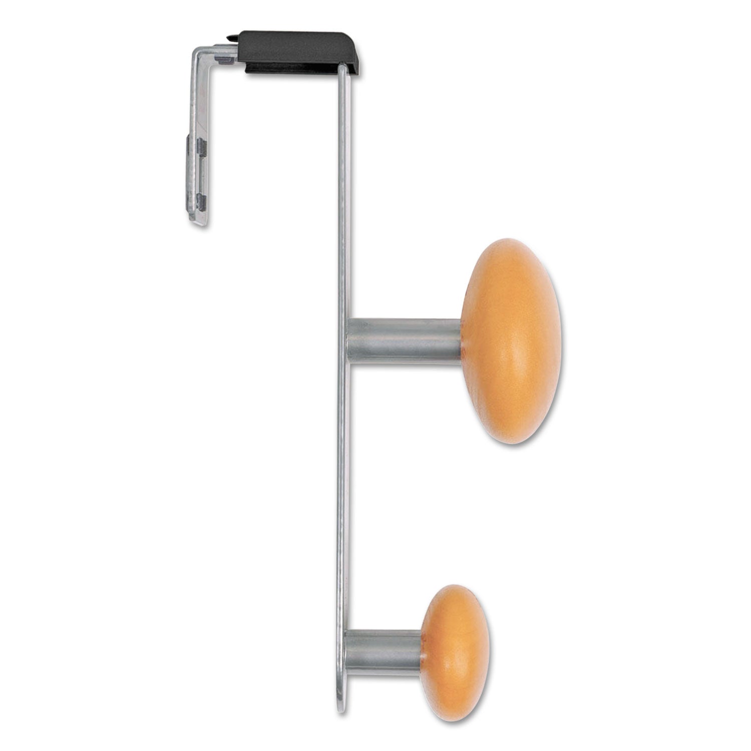 Cubicle Garment Peg, 2-Hook, 1.2 x 1.38 x 7.9, Wood, Metallic Gray, 1.5 lb Capacity - 