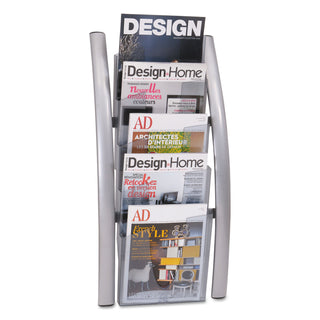 Wall Literature Display, 13w x 3.5d x 28.5h, Silver Gray/Translucent - 