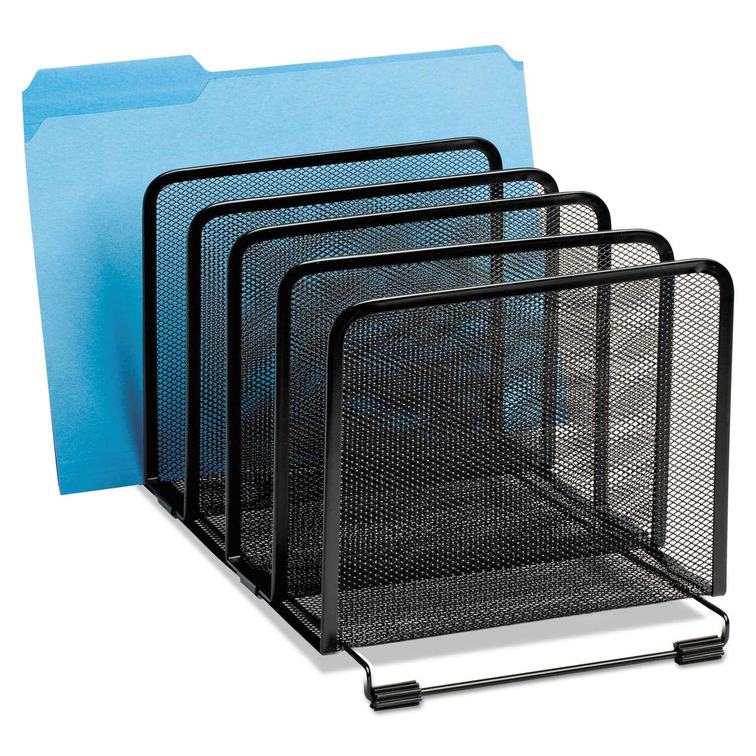 Mesh Stacking Sorter, 5 Sections, Letter to Legal Size Files, 8.25" x 14.38" x 7.88", Black - 