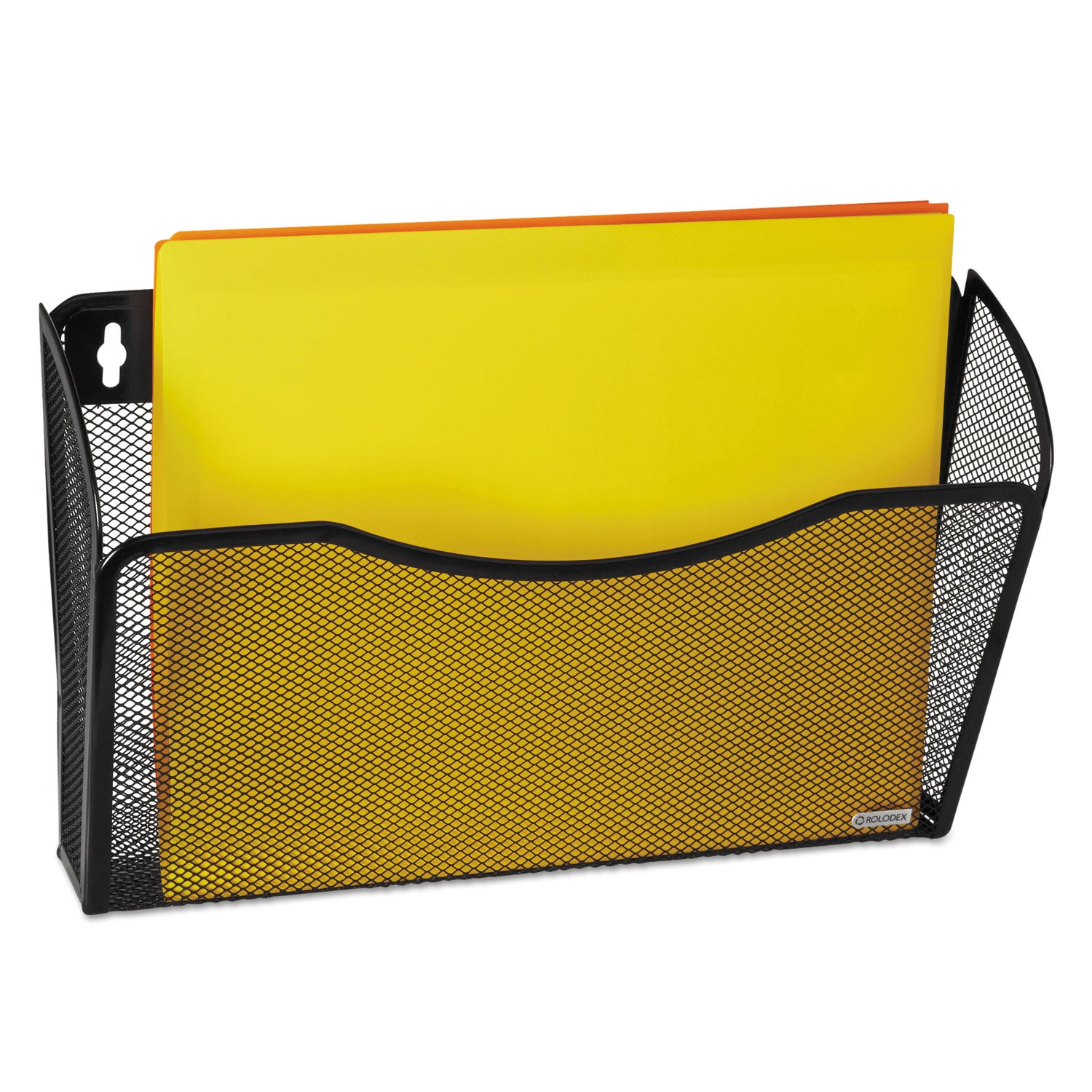 Single Pocket Wire Mesh Wall File, Letter Size, 14" x 3.27" x 8.5", Black - 