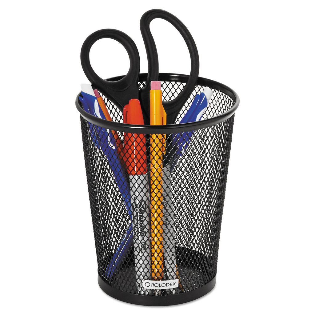 Nestable Jumbo Wire Mesh Pencil Cup, 4.38" Diameter x 5.4"h, Black - 