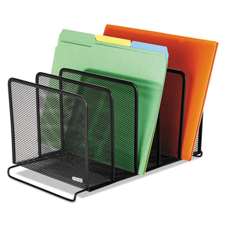 Mesh Stacking Sorter, 5 Sections, Letter to Legal Size Files, 8.25" x 14.38" x 7.88", Black - 