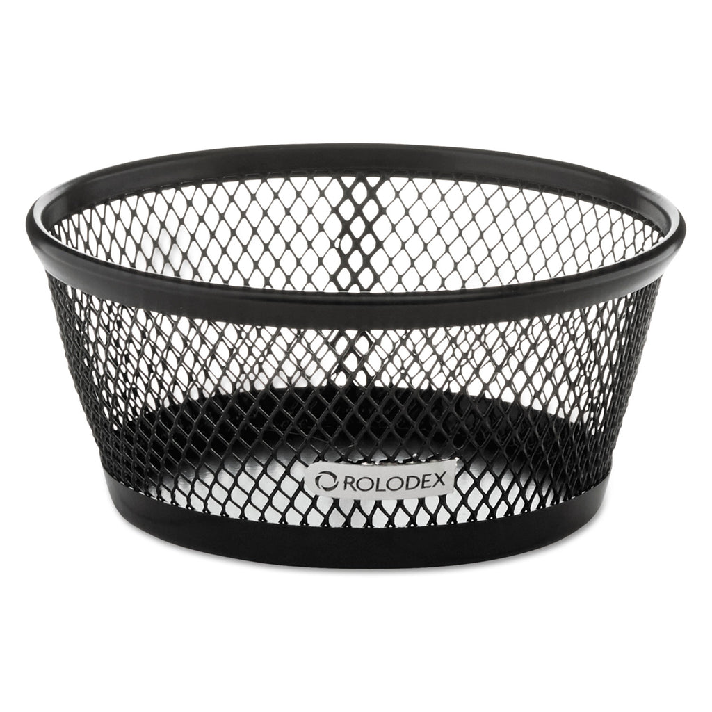 Mesh Jumbo Nestable Paper Clip Dish, Wire Mesh, 4.3" Diameter x 2"h, Black - 