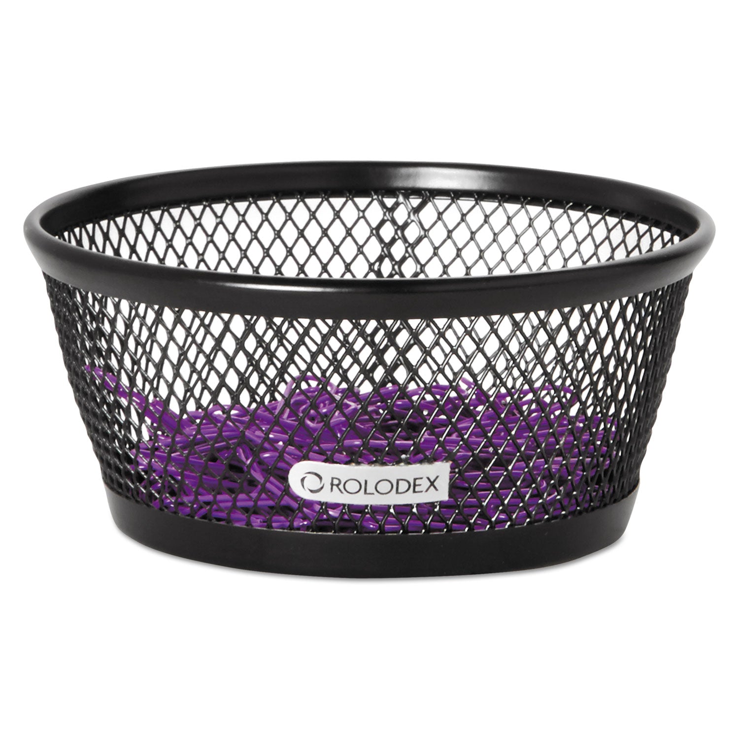 Mesh Jumbo Nestable Paper Clip Dish, Wire Mesh, 4.3" Diameter x 2"h, Black - 