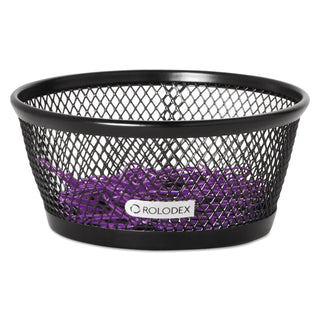 Mesh Jumbo Nestable Paper Clip Dish, Wire Mesh, 4.3" Diameter x 2"h, Black - 