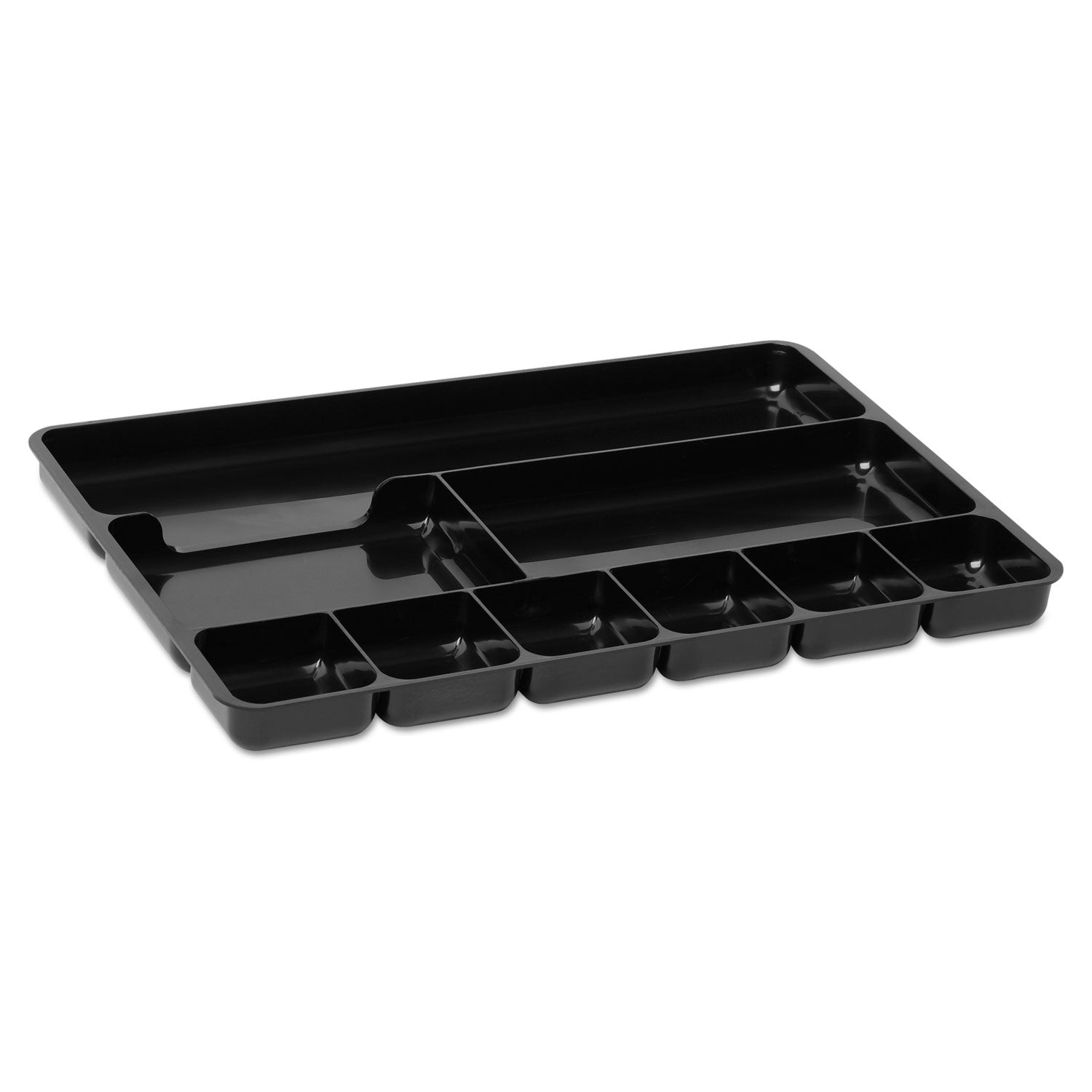 Regeneration Nine-Section Drawer Organizer, 14 x 9.13 x 1.13, Plastic, Black - 