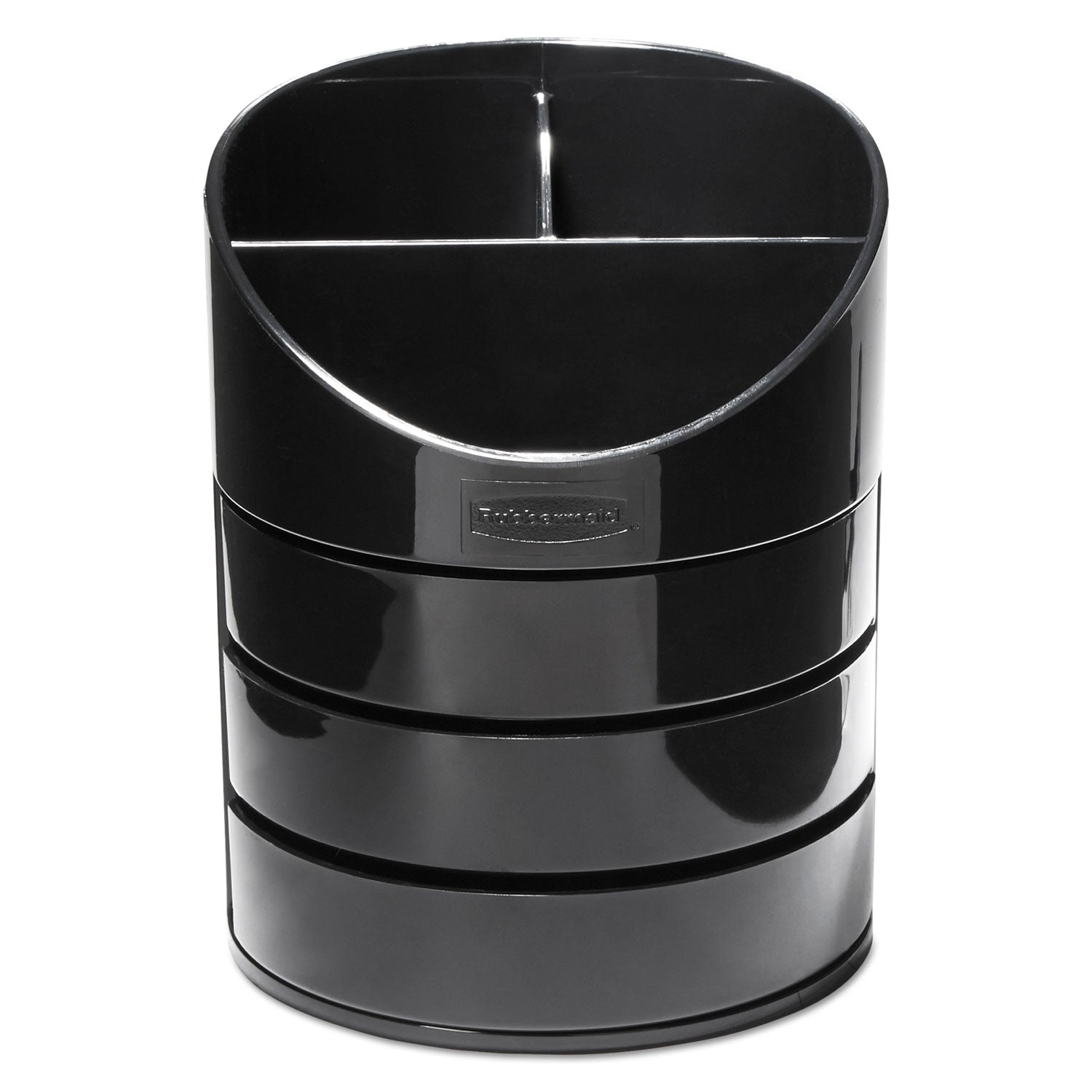 Small Storage Divided Pencil Cup, Plastic, 4.5" Diameter x 5.69"h, Black - 