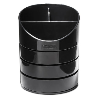 Small Storage Divided Pencil Cup, Plastic, 4.5" Diameter x 5.69"h, Black - 