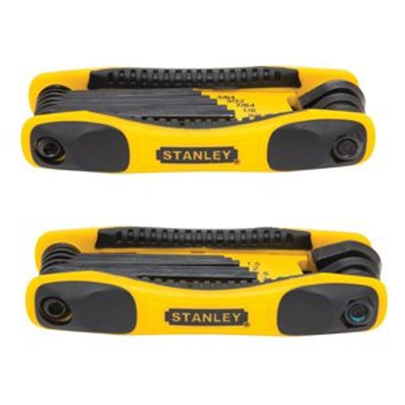 Folding Metric and SAE Hex Keys, 2/Pack, Yellow/Black