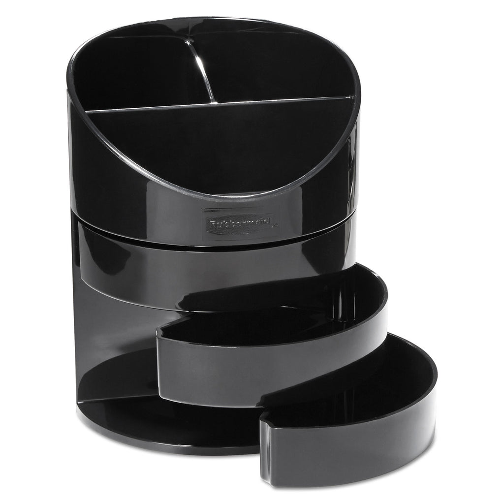Small Storage Divided Pencil Cup, Plastic, 4.5" Diameter x 5.69"h, Black - 