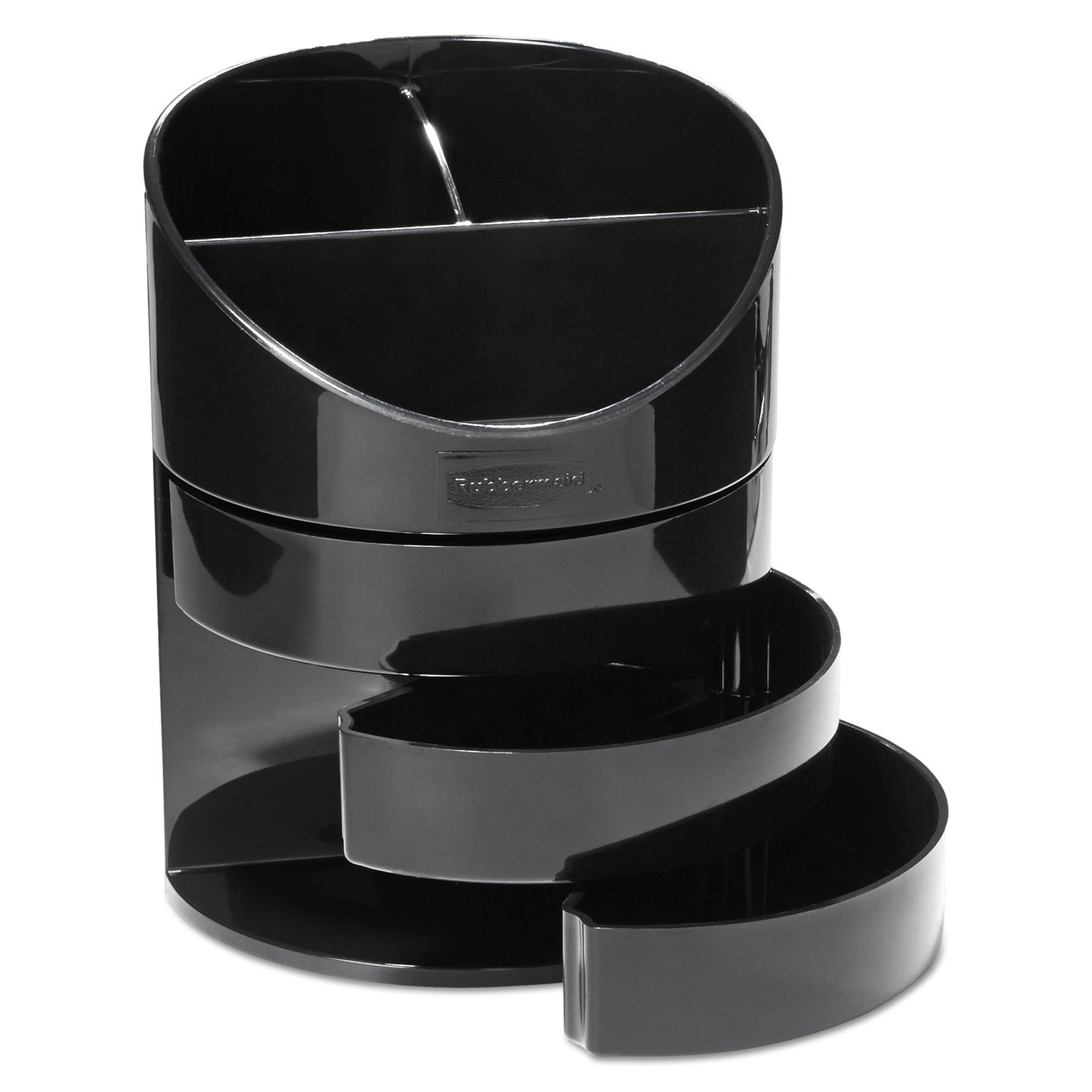 Small Storage Divided Pencil Cup, Plastic, 4.5" Diameter x 5.69"h, Black - 