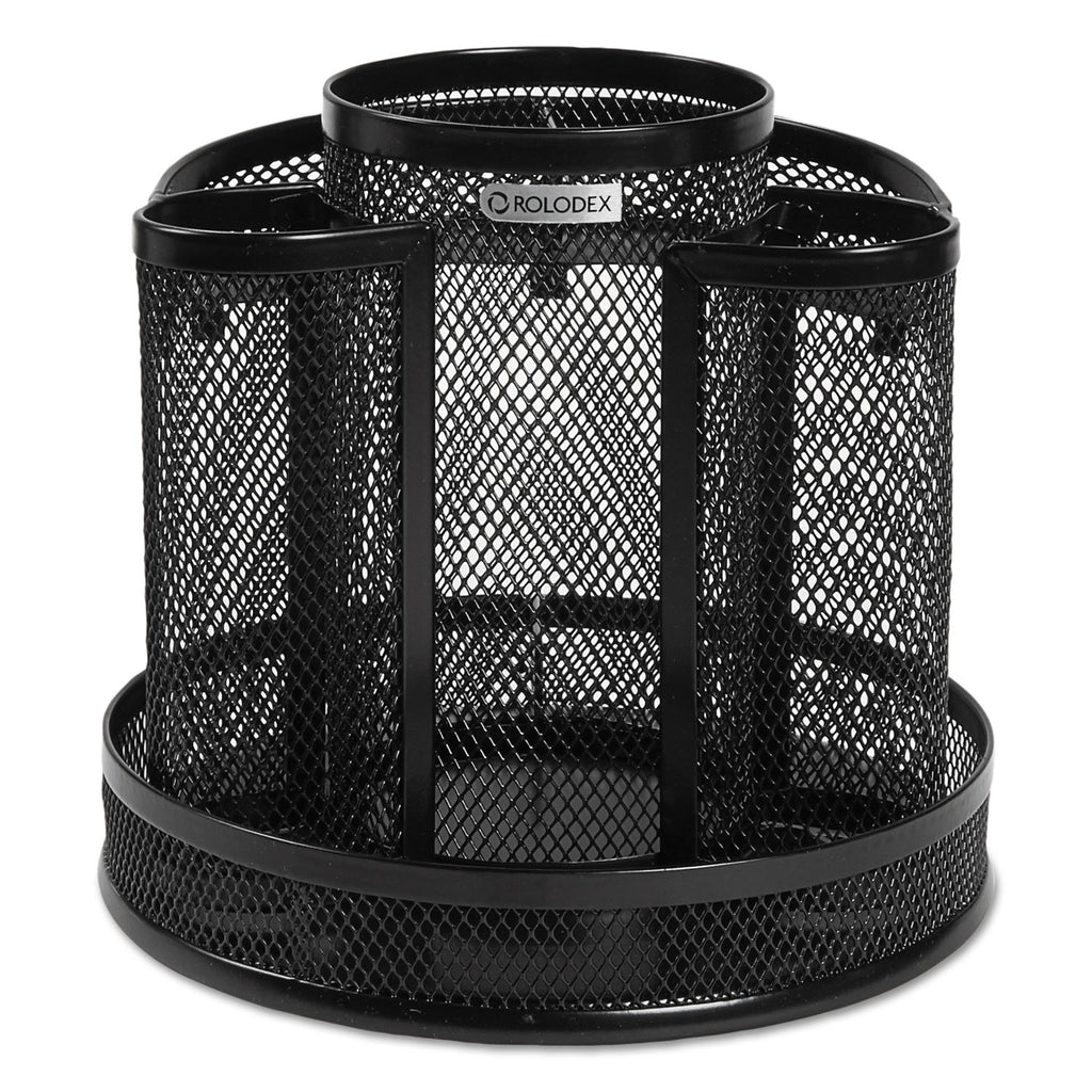 Wire Mesh Spinning Desk Sorter, 8 Compartments, Steel Mesh, 6.5" Diameter x 6.5"h, Black - 