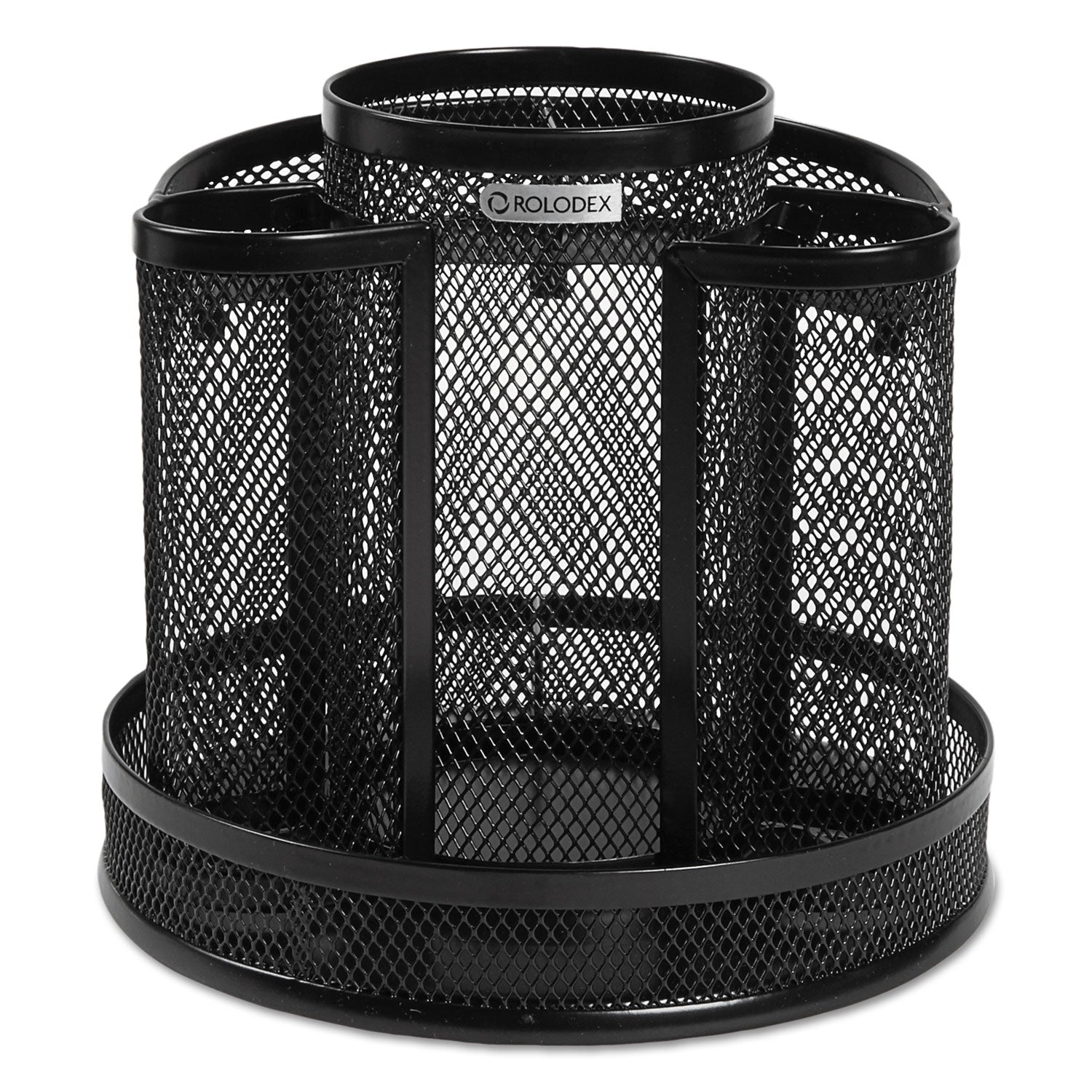 Wire Mesh Spinning Desk Sorter, 8 Compartments, Steel Mesh, 6.5" Diameter x 6.5"h, Black - 