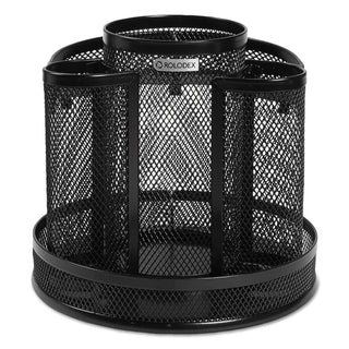 Wire Mesh Spinning Desk Sorter, 8 Compartments, Steel Mesh, 6.5" Diameter x 6.5"h, Black - 