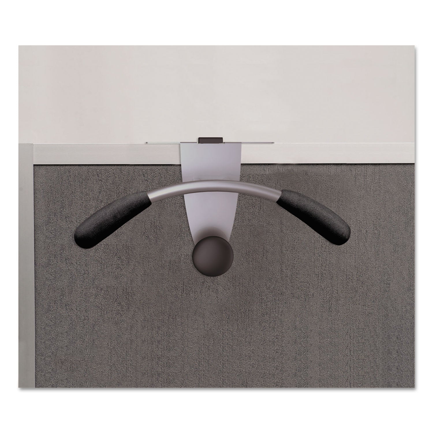 Hanger Shaped Partition Coat Hook, Metal/Foam/ABS, Silver/Black - 