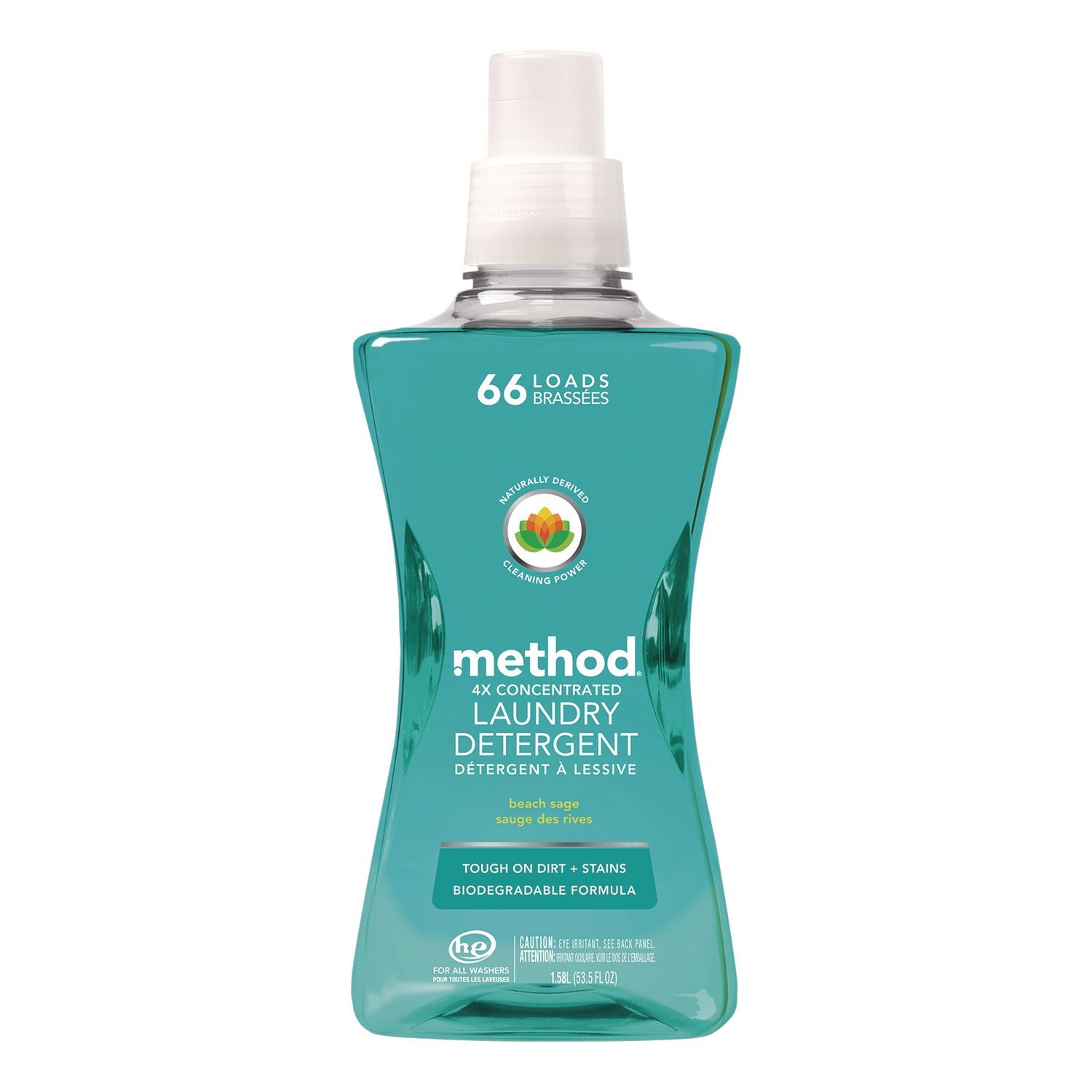 4X Concentrated Laundry Detergent, Beach Sage, 53.5 oz Bottle, 4/Carton