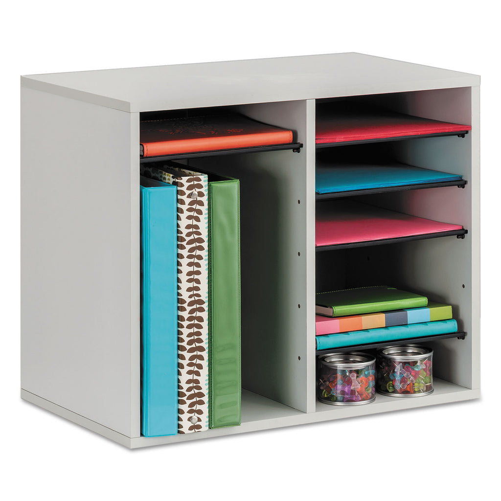Fiberboard Literature Sorter, 12 Compartments, 19.63 x 11.88 x 16.13, Gray - 