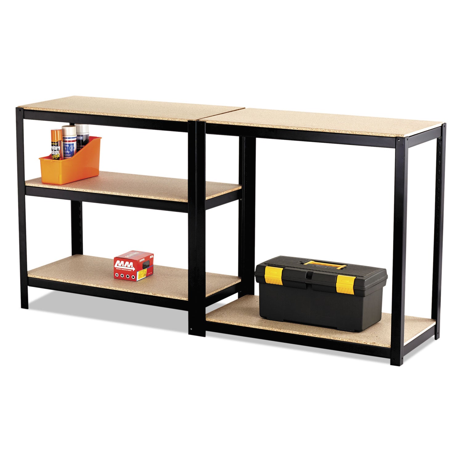 Boltless Steel/Particleboard Shelving, Five-Shelf, 36w x 18d x 72h, Black - 