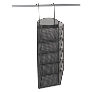Onyx Mesh Literature Rack, Five Compartments, 10.25w x 3.5d x 28.33h, Black - 