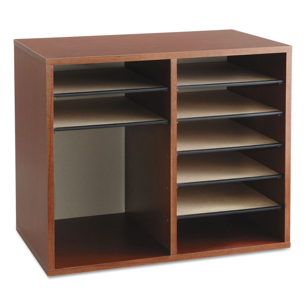 Fiberboard Literature Sorter, 12 Compartments, 19.63 x 11.88 x 16.13, Cherry - 