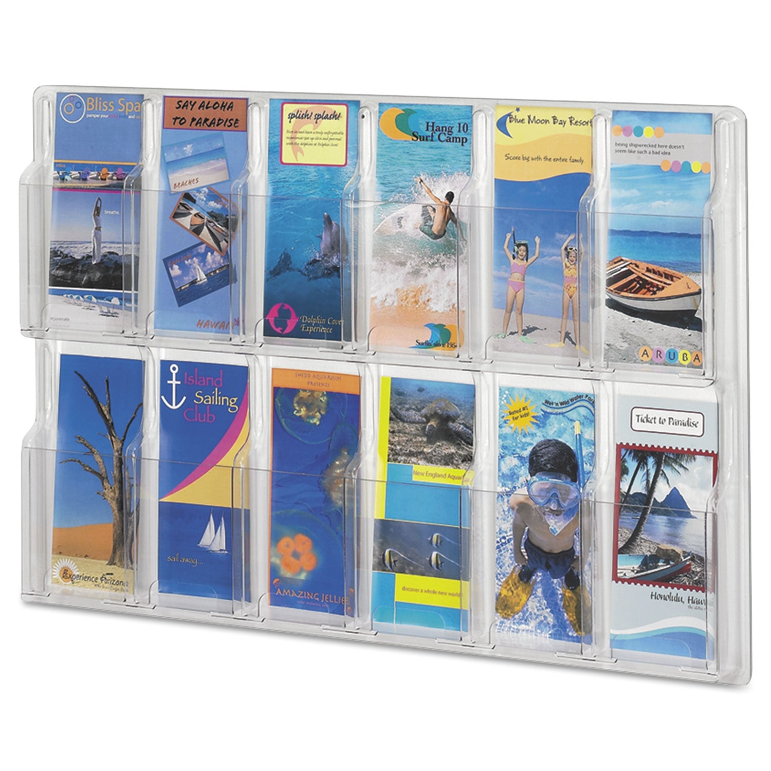 Reveal Clear Literature Displays, 12 Compartments, 30w x 2d x 20.25h, Clear - 