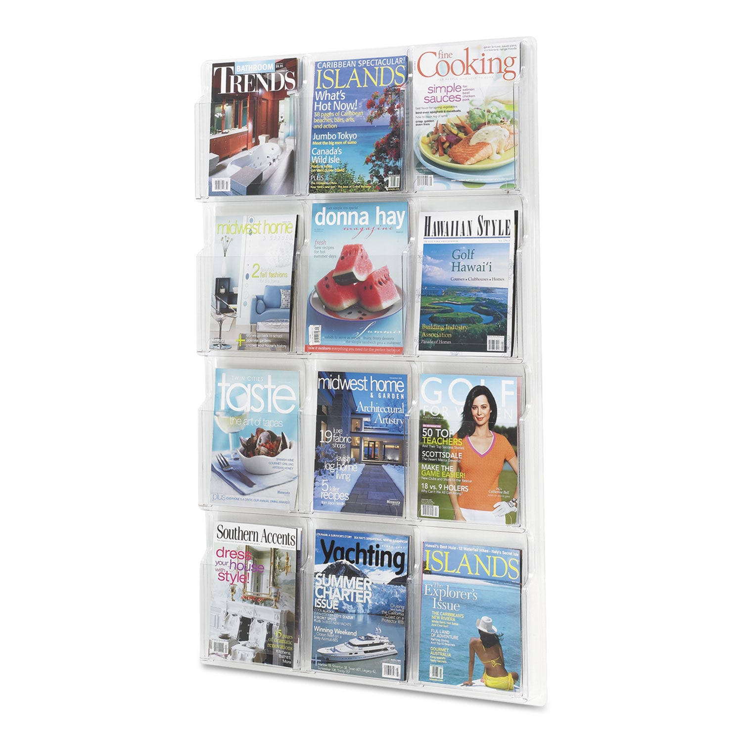 Reveal Clear Literature Displays, 12 Compartments, 30w x 2d x 49h, Clear - 