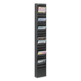 Steel Magazine Rack, 23 Compartments, 10w x 4d x 65.5h, Black