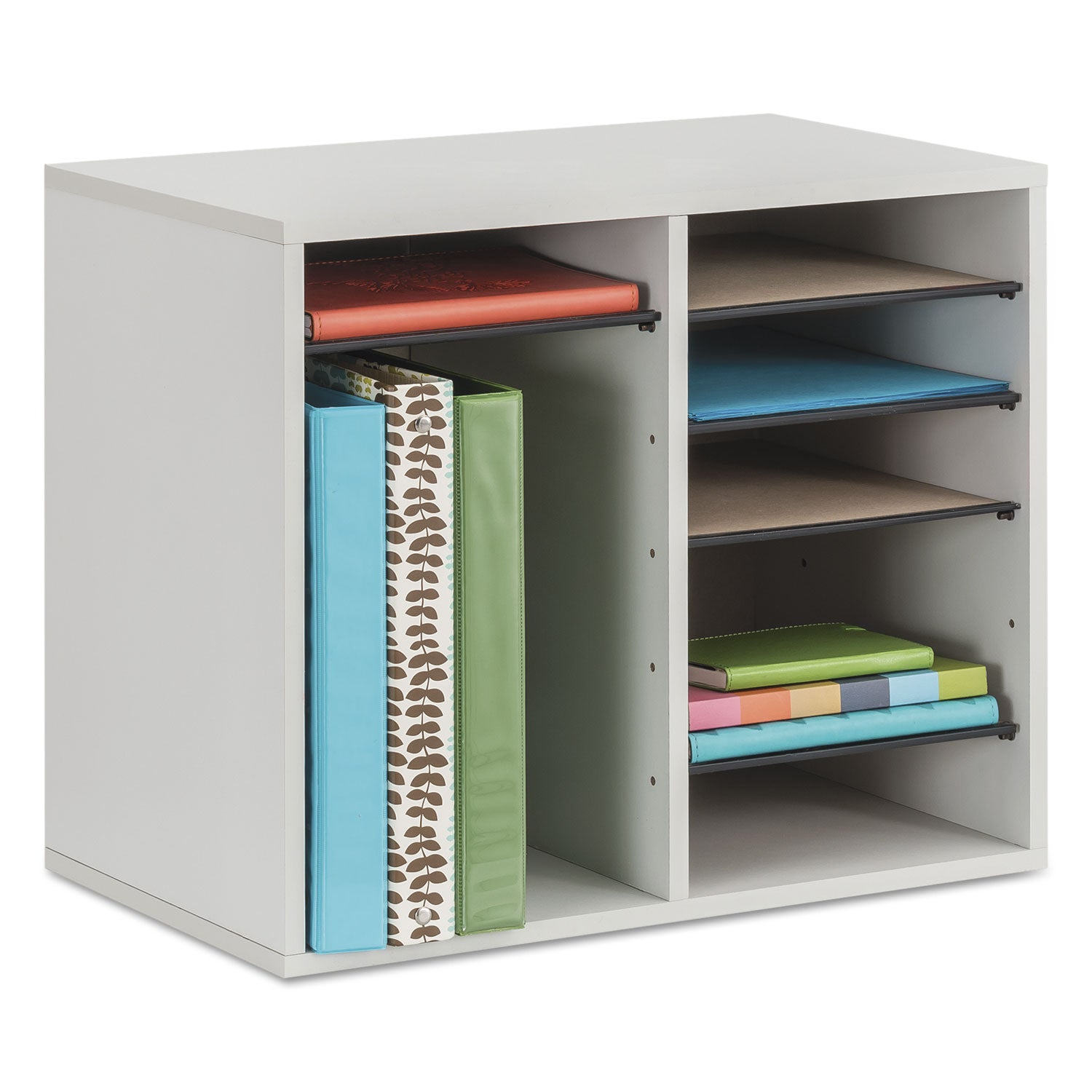 Fiberboard Literature Sorter, 12 Compartments, 19.63 x 11.88 x 16.13, Gray - 
