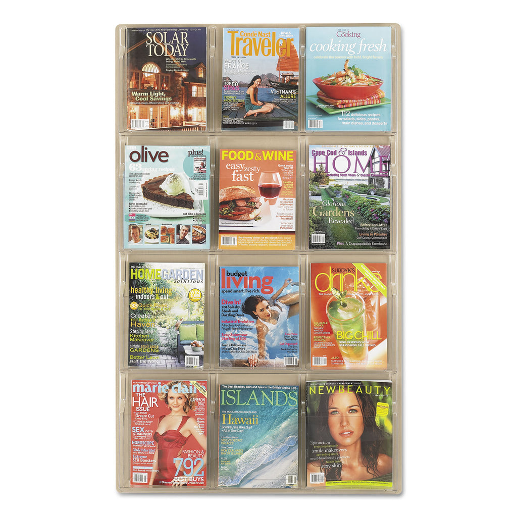 Reveal Clear Literature Displays, 12 Compartments, 30w x 2d x 49h, Clear - 