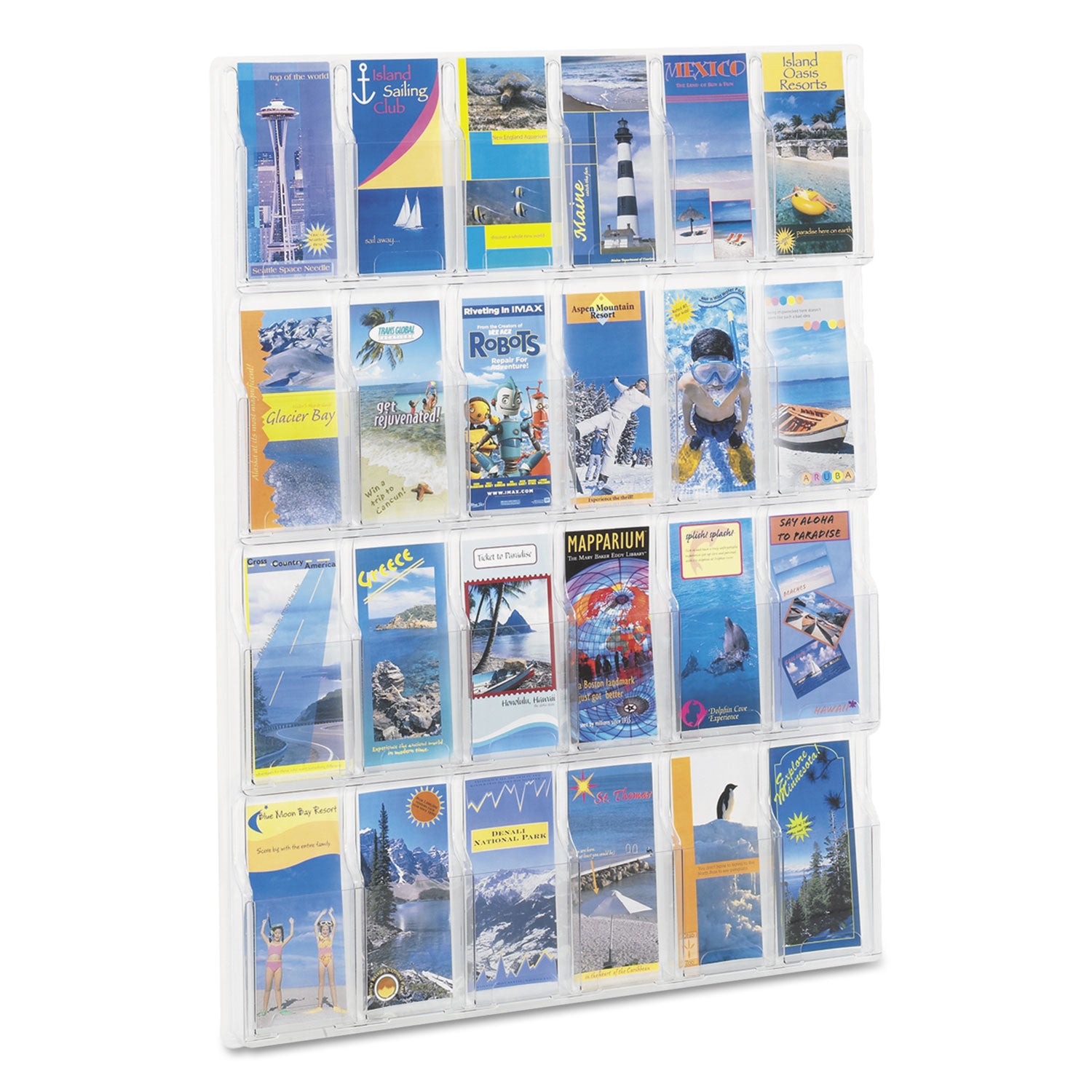 Reveal Clear Literature Displays, 24 Compartments, 30w x 2d x 41h, Clear - 