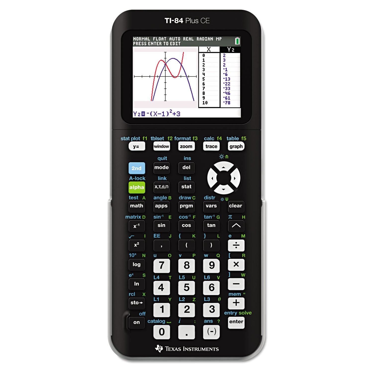 TI-84 Plus CE Programmable Color Graphing Calculator, 10-Digit LCD, Black - 